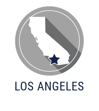 A logo for the city of Los Angeles. The image features an outline of California state with a star marking the city.