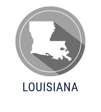 A logo for Louisiana. The image is an outline of the state.