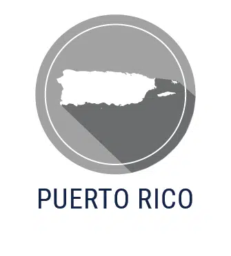 A logo for Puerto Rico. The image features an outline of the territory.