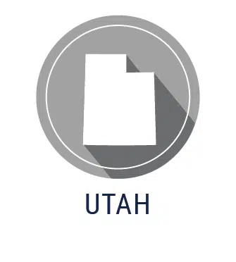 A logo for Utah. The image is an outline of the state.