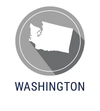 A logo for the state of Washington featuring an outline of its borders.