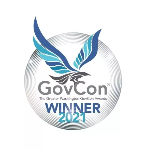 A logo representing the winner of The 2021 Greater Washington GovCon Awards