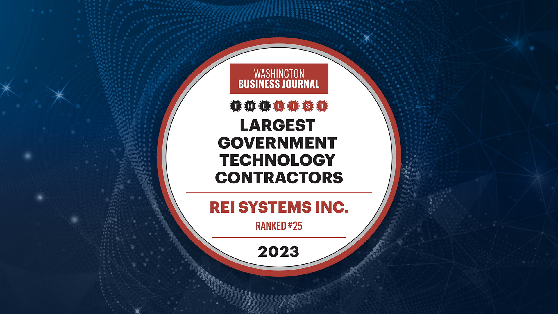 REI Systems Coasts to Number 25 on Washington Business Journal’s Government Technology Contractor List